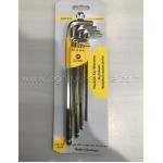 ชุดกุญแจแอลหกเหลี่ยมหัวบอลยาวพิเศษ ขนาด 1/16-3/8 หุน , 9ตัวชุด ยี่ห้อ HAFU