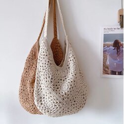 กระเป๋าถักสะพายไหล่ เดินชายหาด แฟชั่นผู้หญิง ✿