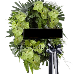 พวงหรีดดอกไม้สด WW0078 ขนาด 80*60 ขาวเขียว 80*60