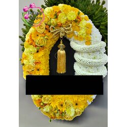 พวงหรีดดอกไม้สด WW0084 ขนาด 80*60 ขาวเหลือง 80*60