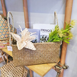 กระเช้ากระจูด ทรงเหลี่ยม หูหิ้ว กระเช้าของฝาก งานฝีมือ 🍀