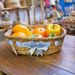 ตะกร้าปีใหม่ แต่งโบว์ ใส่ของขวัญ ผักตบชวา มินิมอล ใส่ผลไม้ ถาดอาหาร🎀