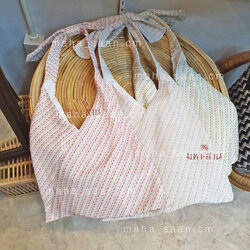 กระเป๋าผ้า สะพายไหล่ น่ารัก หูผูกโบว์🌷