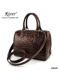 กระเป๋าถือ หนังจระเข้แท้ ส่วนโหนก สีน้ำตาล ทรงสปีดี้