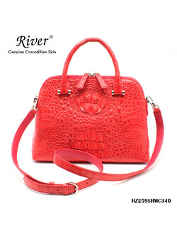 กระเป๋าถือหนังจระเข้แท้ ส่วนหลัง สีแดง