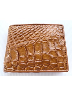 กระเป๋าสตางค์หนังจระเข้แท้ ส่วนขา สีน้ำตาลแทน