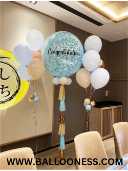 เซทลูกโป่งแสดงความยินดี ขนาด 36นิ้ว +ช่อลูกโป่ง 5ลูก 2ช่อ โทนสีฟ้า