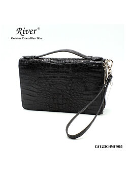 กระเป๋าหนังจระเข้ ส่วนหลัง สีดำ แบบหนีบ