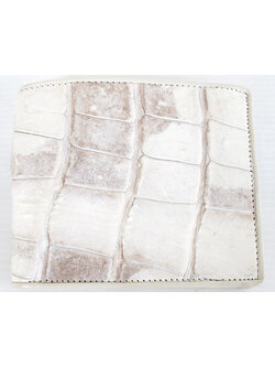 กระเป๋าสตางค์หนังจระเข้แท้ ส่วนท้อง สีขาว