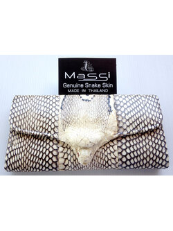 กระเป๋าสตางค์หนังงูเห่า สีธรรมชาติ 3พับยาว หัวงูเห่า