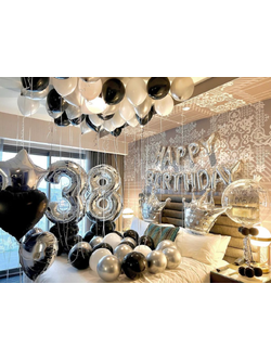 เซทลูกโป่งวันเกิดจัดในห้องนอน ลูกโป่งฟอยล์หัวใจ 3ใบ + ลูกโป่งฟอยล์ตัวเลข 2ตัว + ลูกโป่งฟอยล์ตัวอักษร + ลูกโป่งปล่อยลอย 20ใบ + ลูกโป่งวางพื้น 10ใบ + ลูกโป่งฟอยล์มงกุฎ 2ใบ + ลูกโป่งข้อความ ขนาด24นิ้ว 1ใบ