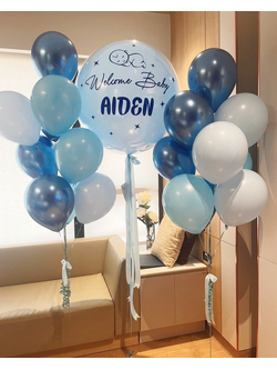 เซทลูกโป่งเบเบี้ ขนาด 36นิ้ว + ช่อลูกโป่ง 10ลูก 2ช่อ โทนสีฟ้า ขาว