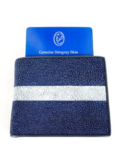 กระเป๋าสตางค์หนังปลากระเบนแท้ แบบสั้น สีน้ำเงิน