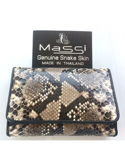 กระเป๋าสตางค์หนังงูแท้ 3พับสั้น สีธรรมชาติ