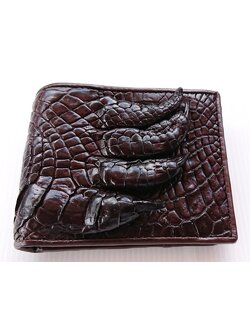 กระเป๋าสตางค์หนังจระเข้แท้ ส่วนมือ สีน้ำตาล