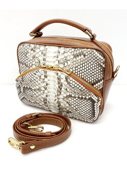 กระเป๋าถือหนังงูหลามแท้ มีสายสะพาย