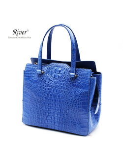 กระเป๋าถือหนังจระเข้แท้ ส่วนกระดูก สีม่วงอ่อน