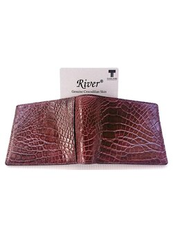 กระเป๋าสตางค์หนังจระเข้แท้ ส่วนท้องขา สีน้ำตาล