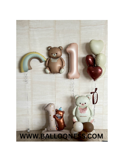 เซทลูกโป่งวันเกิดเด็ก ฟอยล์ตัวเลข ขนาด 40นิ้ว 1ตัว + ลูกโป่งฟอยล์ สายรุ้ง 1อัน + ลูกโป่งฟอยล์ หมี 1ตัว + ลูกโป่งช่อหัวใจ ขนาด 18นิ้ว 5ลูก 1ช่อ + ฐานตั้งลูกโป่งฟอยล์หมี 1ฐาน +ลูกโป่งฟอยล์เลข 1มีหมีเกาะ น่ารักๆ 1อัน