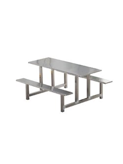 ชุดโต๊ะอาหารโรงอาหารสแตนเลส (แบบติดม้านั่ง)