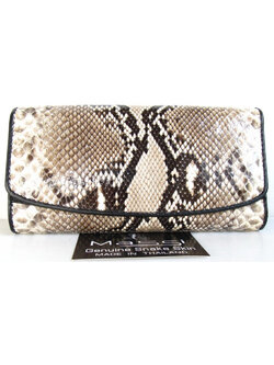 กระเป๋าสตางค์หนังงูแท้ สีธรรมชาติ 3พับยาว