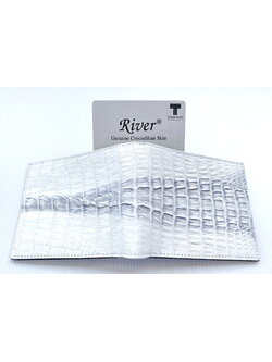 กระเป๋าสตางค์หนังจระเข้แท้ ส่วนหาง สีขาว