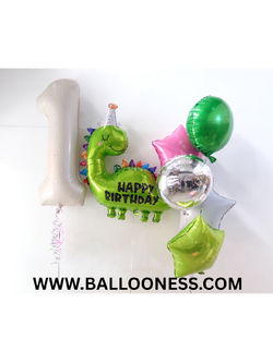 เซทลูกโป่งวันเกิดเด็ก ลูกโป่งฟอยล์ตัวเลข ขนาด 40นิ้ว 1ตัว + ช่อลูกโป่งฟอยล์ 5ลูก 1ช่อ + ลูกโป่งฟอยล์ไดโนเสาร์ 1ตัว