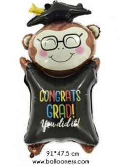 ลูกโป่งลิงรับปริญญา /Monkey Congrats foil Balloon