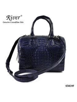 กระเป๋าถือ หนังจระเข้แท้ ส่วนโหนก สีกรมท่า ทรงสปีดี้