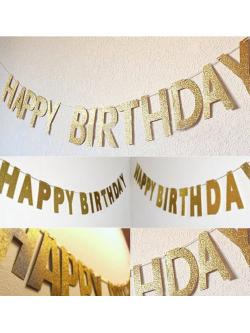 ป้ายHAPPY BIRTHDAY GOLD GLITTER