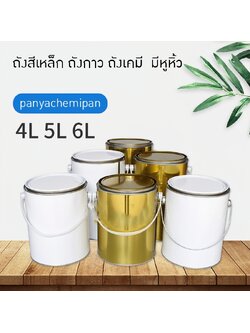 ถังสีเหล็ก ถังกาว ถังเคมี ของใหม่ มีหูหิ้ว 4L/5L/6L DG01