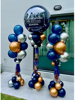 เสาตั้งลูกโป่งเปิดโครงการหมู่บ้าน ขนาด36นิ้ว 1เสา + เสาช่อลูกโป่ง 10ลูก 2เสา