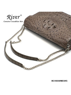 กระเป๋าถือหนังจระเข้แท้ ส่วนโหนก สีทรูป