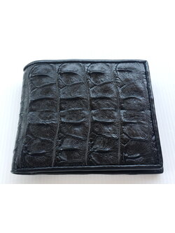 กระเป๋าสตางค์หนังจระเข้แท้ ส่วนกระดูก สีดำ