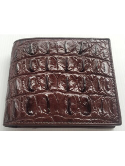 กระเป๋าสตางค์หนังจระเข้แท้ ส่วนกระดูกเต็ม สีน้ำตาล