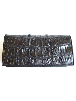 กระเป๋าสตางค์หนังจระเข้แท้ 2พับยาว ส่วนหาง สีดำ