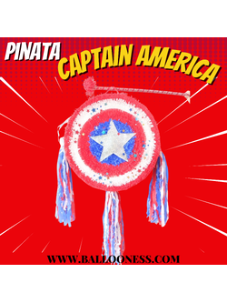 พินาต้า โล่กัปตันอเมริกา / Pinata Captain America พร้อมไม้ตี (ไม่มีขนม)