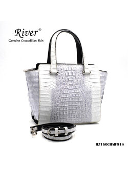 กระเป๋าถือหนังจระเข้แท้ ส่วนหลัง สีขาว ใบใหญ่