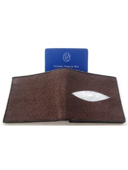 กระเป๋าสตางค์หนังปลากระเบนแท้1ตา แบบสั้น สีน้ำตาล