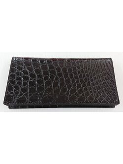 กระเป๋าสตางค์หนังจระเข้แท้ 2พับยาว ส่วนท้อง สีดำ