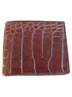 กระเป๋าสตางค์หนังจระเข้แท้ ส่วนท้อง สีน้ำตาล