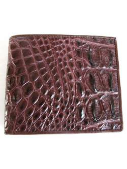 กระเป๋าสตางค์หนังจระเข้แท้ ส่วนกระดูก สีน้ำตาล