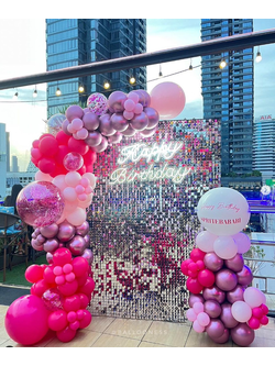 ลูกโป่งฉากวิ้ง โทนสีชมพู น่ารักๆ