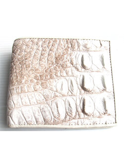 กระเป๋าสตางค์หนังจระเข้แท้ ส่วนกระดูก สีขาว