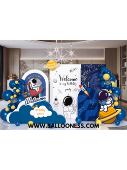 แบลคดรอปวันเกิดเด็ก ตรีมอวกาศ / Space Birthday Backdrop