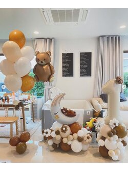 เซทลูกโป่งวันเกิดเด็ก ฐานตั้ตัวเลขขนาด 40นิ้ว 1ฐาน + ฐานตั้งพระจันทร์ 1ฐาน + ช่อลูกโป่ง 10ลูก 1ช่อ + ลูกโป่งฟอยล์หมี 1ตัว