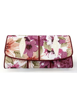 กระเป๋าสตางค์หนังปลากระเบนแท้ 3พับยาว พิมลาย ดอกไม้