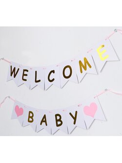 ป้ายธงแบนเนอร์ welcome baby girl