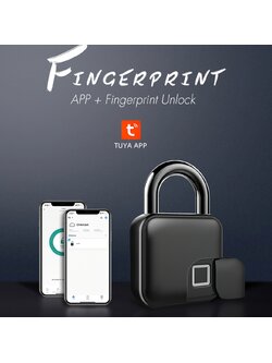 16882 JMX แม่กุญแจล็อค สแกนลายนิ้วมือ + ปลดล็อคผ่านแอพ Tuya