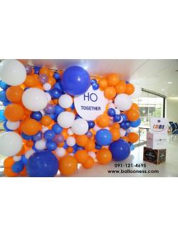 กำแพงลูกโป่ง พร้อมโลโก้ (ลูกค้าเลือกแบบโทนสี ดีไซน์แบบลูกโป่งได้คะ)